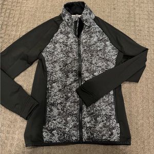 Women’s Smartwool full zip color block black and white floral jacket size medium